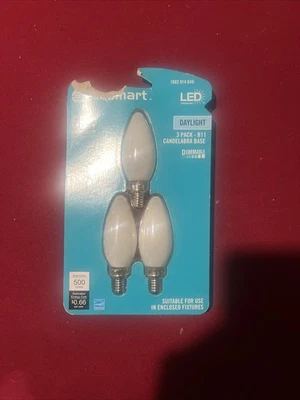 (3) NEW EcoSmart 60w Dimmable LED Daylight 5000K B11 Bulb Candelabra E12 Frosted - Image 1 of 2