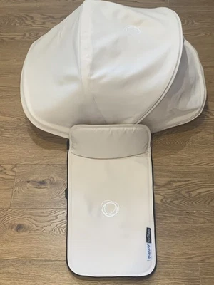 💛 BUGABOO BUFFALO EXTENDABLE  SUN CANOPY/HOOD  AND APRON OFF WHITE 💛 - Image 1 of 4