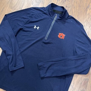 Auburn Tigers Sweater Mens XL Blue Under Armour Threadborne Quarter Zip Pullover - Picture 1 of 10