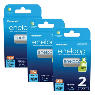 6 Panasonic AA Eneloop Eco Friendly LR6 Rechargeable Batteries 2000mAh 2BL - Image 1 of 4
