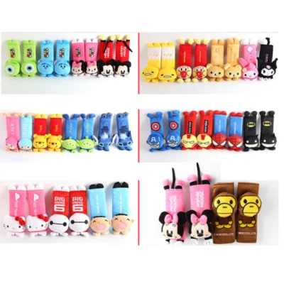 Cute Cartoon Figure Seat Belt Cover Auto Car Plush Shoulder Pad For Childs 2Pcs/ - Image 1 of 4