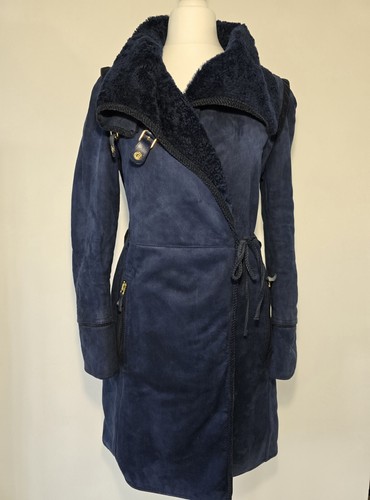 Cappotto Gucci Shearling Navy con cintura taglia IT 38 UK 6.