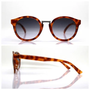 OCCHIALI DA SOLE ROTONDO DONNA MADE IN ITALY marrone havana tartarugata vintage - Foto 1 di 12