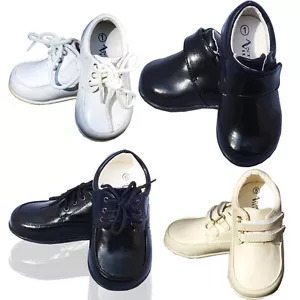 Baby Boys Formal Shoes, Toddler White Ivory Black Shoes, Baby Boys Wedding Shoes - Picture 1 of 10