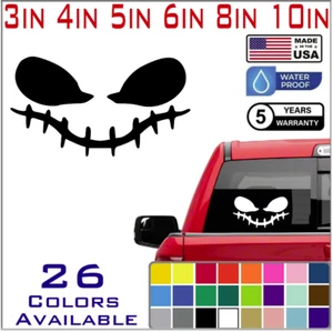 Pumpkin Face Vinyl Decal - Halloween Creepy Smile Scary - Die Cut Sticker (S26) - Picture 1 of 8