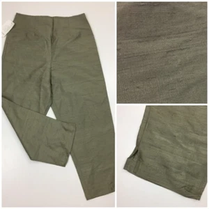 NWT ST JOHN Sport by Marie Gray Sage Green 100% Silk Cropped Pant Womens sz 2 - Picture 1 of 14