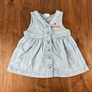 Vintage Baby Oshkosh B'Gosh Mädchen Jeanskleid Overall Größe 18 Monate Hergestellt in den USA - Bild 1 von 9