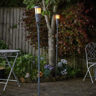Tiki Style Modern Grey Slate Tall Garden Stake Light Solar Power Flaming Effect