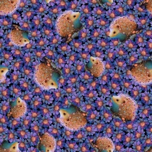 Blank Night Garden Digital by JT Stewart 3551 55 Purple Hedgehogs   Cotton - Picture 1 of 1