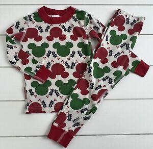 HANNA ANDERSSON Sz 90 3T Pajama Pants Set Mickey Mouse Holiday Red Green