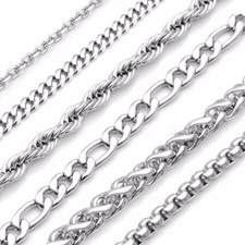 2-9mm Men Womens 316L Stainless Steel Silver Twist Curb Link Chain Necklace Gift