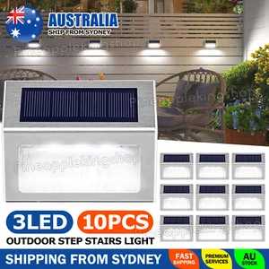 10XOutdoor Solar 3 LED Deck Light Garden Patio Pathway Stair Step Fence Lamp - Picture 1 of 9