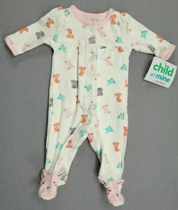 New Baby Girl Clothes Child Mine Carter's Preemie Colorful Bunny Footed Sleeper - Picture 1 of 3