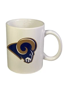 NFL Licensed  Rams Football Blue Retro Logo Off  White Ceramic Coffee Mug 12 oz - Picture 1 of 11