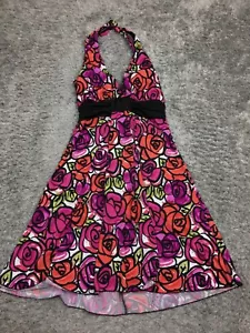 Speechless Neckholder Top Kleid Damen Größe Large Rosa Orange Design Stretch A-Linie - Bild 1 von 11
