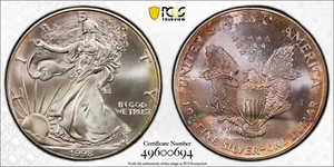 Toned 1998 MS 67 American Silver Eagle PCGS Graded Authentic Certified Slab 179 - Picture 1 of 5