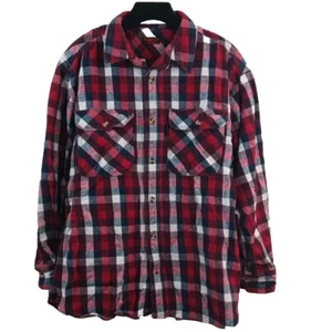 FIVE BROTHER Flannel Shirt Mens XL-R Red Plaid Heavyweight Cotton Outdoor Grunge - Picture 1 of 4