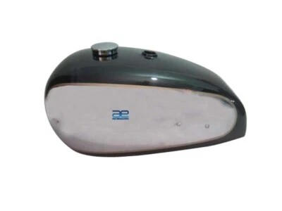 Tanque de combustible de gasolina BSA A10 cromado y policromático pintado verde + tapa de combustible S2u Foto 1 de 2