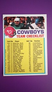 1973 Topps Cowboys Team Checklist. 2 ⭐⭐ Stars. No Creases -unmarked- EX+