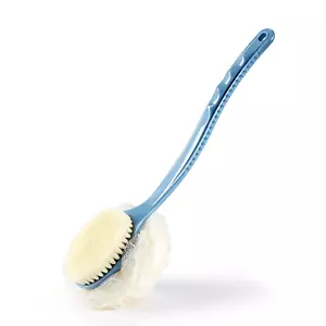 Shower Body Brush with Bristles and Loofah,Back Scrubber Bath Mesh Sponge with C - Picture 1 of 12