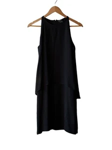 Theory Size 2 100% Silk Black Layered Lined Chiffon Slip Dress - Picture 1 of 7