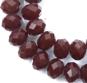 50 Faceted Glass Rondelle Beads 6x4mm - Opaque Brown - Picture 1 of 2