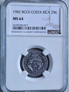Costa Rica 25 Centimos 1982 NGC MS 64 - Picture 1 of 2