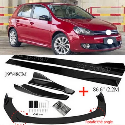 For Volkswagen Golf MK6 Front Bumper Lip Spoiler Body Kit 86.6" Side+Skirt Rear — 第 1/4 张图片