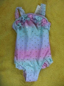 Pretty multi swimsuit with gold spots and frill detail to fit age 18-24 mths. - Picture 1 of 3