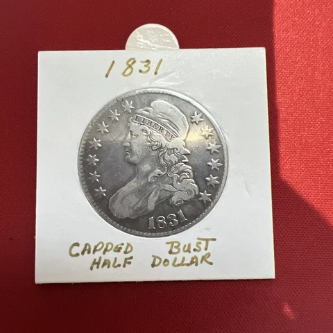 1831 Capped Bust Half Dollar. Rare Half Dollar Coin In Fine Condition Cover