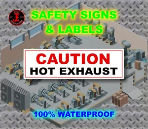 Calcomanía adhesiva impermeable de escape caliente precaución para seguridad en instalaciones y uso personal - Imagen 1 de 3