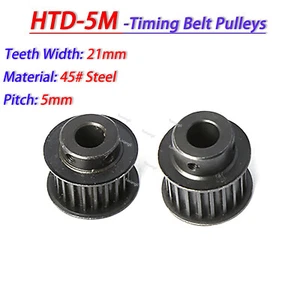 HTD-5M 14-60T Timing Belt Pulley CNC Drive Pitch 5mm Width 21mm BF-type 45#Steel - Picture 1 of 27