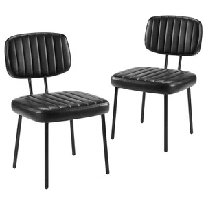 Dining Chairs Set 2 Upholstered Mid Century Modern Kitchen Dining Room Accent Ch - Picture 1 of 7