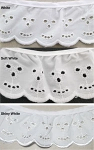 2" Ruffled Gathered SMILEY FACE Embroidery Eyelet Trimming - 8 Continuous Yards - Picture 1 of 7