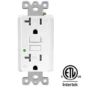 GFI Receptáculo GFCI Salida 20 Amp Indicador LED Resistente a Manipulaciones con Placa ETL - Imagen 1 de 12