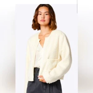 NWT Joie Claire Sherpa white jacket boho holiday winter cozy designer $245 - Picture 1 of 5