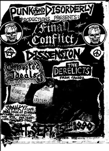 Final Conflict Flyer Riverside Spanky's Cafe Sept 15, 1990 Corrupted Ideals Punk - Picture 1 of 1