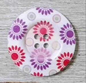 flower large wood button sewing 4 holes 1 1/2 inch pink purple USA seller - Picture 1 of 2