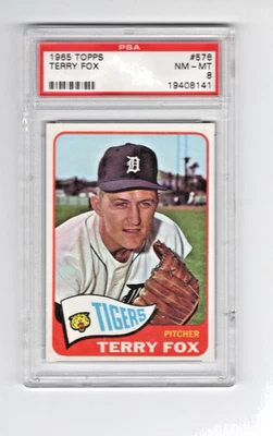 1965 TOPPS High #576 SHORT PRINT TERRY FOX TIGERS PSA NM-MT 8 HI-END CARD - Image 1 of 2