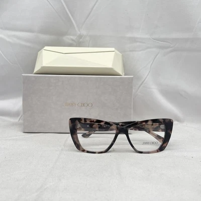 Jimmy Choo Womens Thick Angular Cat Eye Eyeglasses JC3036 Opal Pink Havana - Image 1 of 4