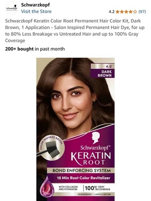 Schwarzkopf Keratin Root Color Revitalizer Permanent 4.0 Dark Brown Foto 1 de 4