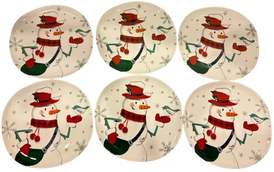 Wondershop Juego de 6 platos de cena de melamina de 11"" muñeco de nieve vacaciones de Navidad  Foto 1 de 2
