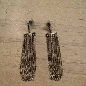 Goldtone Chain Earrings, Post With 2.5 In Hanging Chain Design - Picture 1 of 3