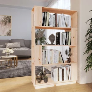 Natural Solid Pine Wood Book Cabinet Room Divider 80x25x132 cm Rustic Style - Picture 1 of 5