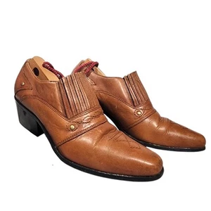 Dingo Westernstiefeletten braun Leder Slipper plissiert niedrig Damengröße 7 - Bild 1 von 6