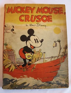 COMPLETO VINTAGE 1935 WALT DISNEY TOPOLINO CRUSOE LETTURA LIBRO DA COLORARE - Foto 1 di 16
