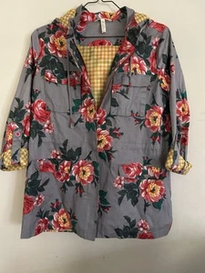 Matilda Jane Tut Tut Floral Yellow Gingham Check Hooded Full Zip Raincoat Size M - Picture 1 of 12