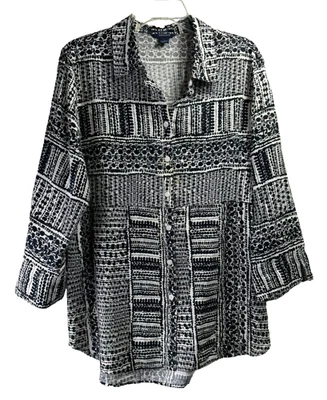 Camisa de manga larga para mujer Westbound - Talla grande - Color: estampado blanco y negro Foto 1 de 4