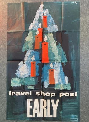 ORIGINAL GPO Christmas Poster by Hans Unger 1962 Folded Great Condition For Age - Изображение 1 из 4