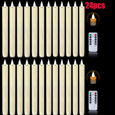 24 X LED Stab Kerze Beleuchtung Deko Fernbedienung Optik-Wachs dimmbar mit timer - Bild 1 von 4